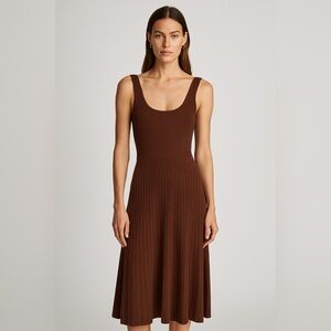 Vince brown ribbed fit and flare dress